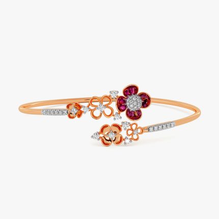 Vibrant 14Kt Diamond and Red Stone Bracelet