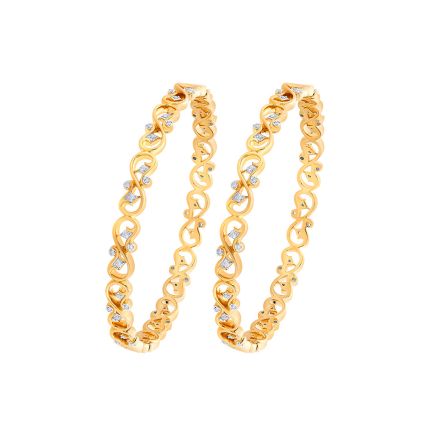 14t Yellow Gold and Diamond Bangle Set of 2