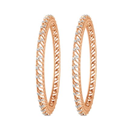 Fascinating 18KT Rose Gold and Diamond Bangle Set