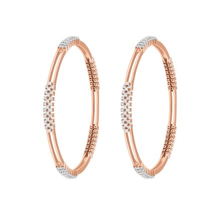 Slender Diamond and Rose Gold Bangle Set