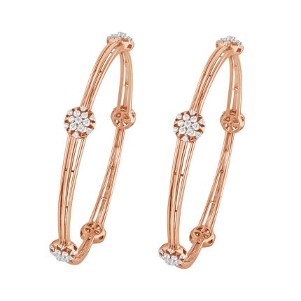 Concentric Circled Rose Gold Designer Bangle Set of 2