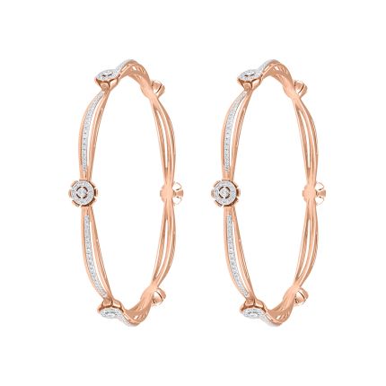 Ornate 18KT Rose Gold Pair of Bangles