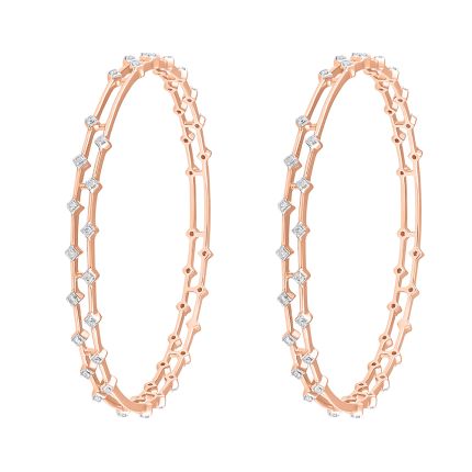 Surreal Diamond and Rose Gold Bangle Pair