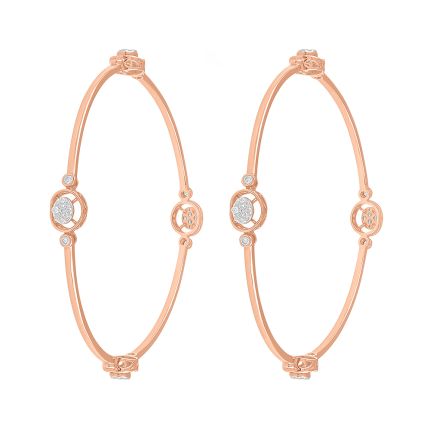 Classic 14KT Rose Gold and Diamond Bangle Pair