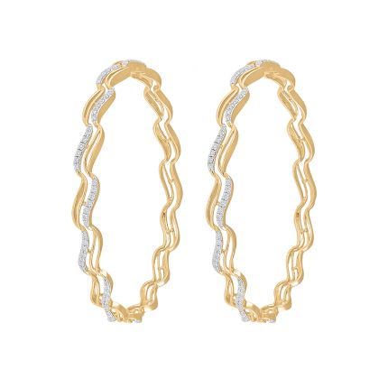 Classic Diamond Studded Yellow Gold Set of Bangles
