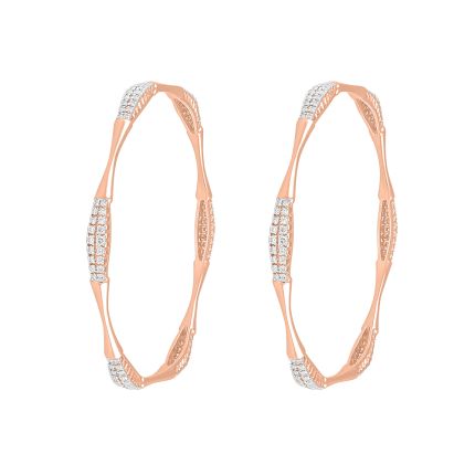 Subtle Diamond and Rose Gold Pair of Bangles