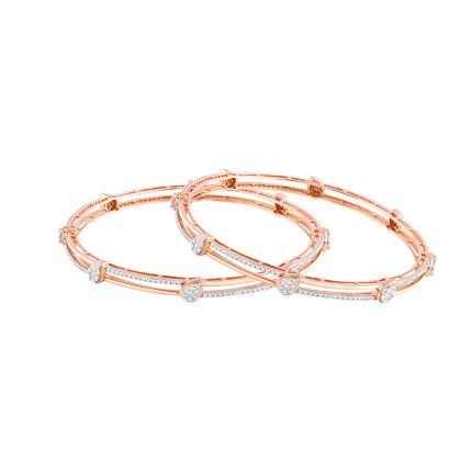 Precious Diamond and 18KT Rose Gold Bangle Pair