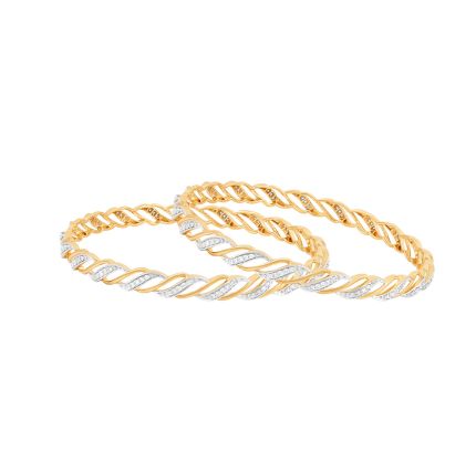 Shine Petite Diamond Yellow Gold Bangle Set of 2