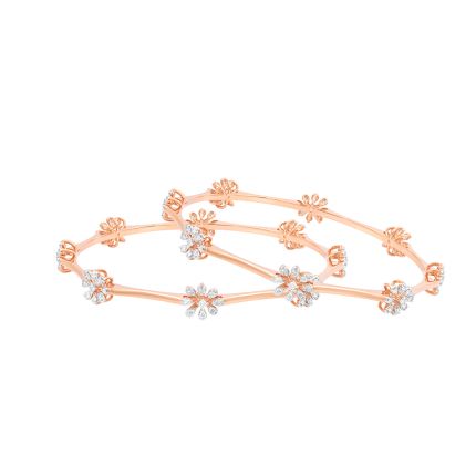 Grace Simple Diamond Rose Gold Bangle Set of 2