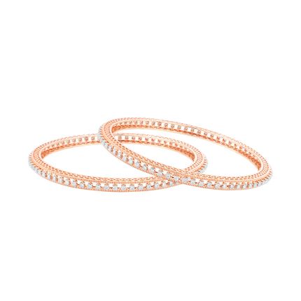 Dazzle Petite Diamond Rose Gold Bangle Set of 2