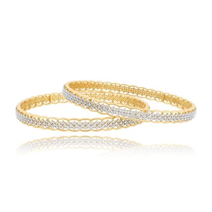Shimmering Checkered Diamond Bangle Set of 2