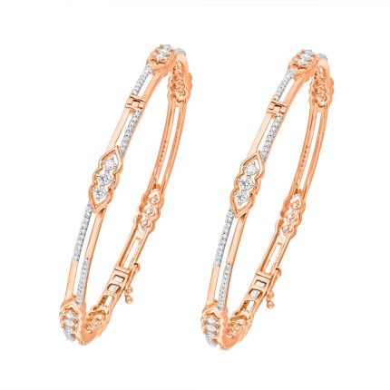 Fine Diamond Bangle in 18KT Rose Gold Set of 2