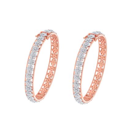 Dewdrop Diamond Bangle in 14KT Rose Gold Set of 2