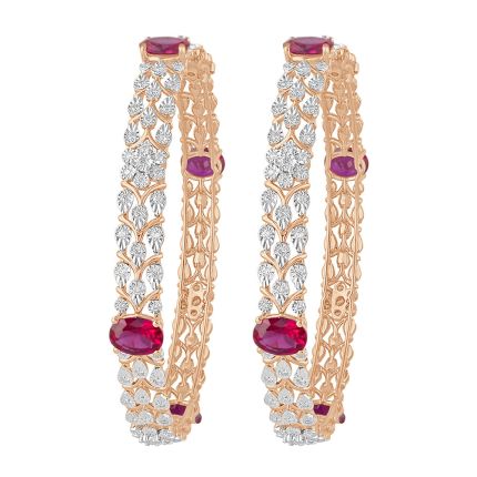 14KT Rose Gold Bejewelled Bangle Set of 2