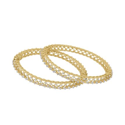 Enticing Diamond Yellow Gold Pair Of Bangle