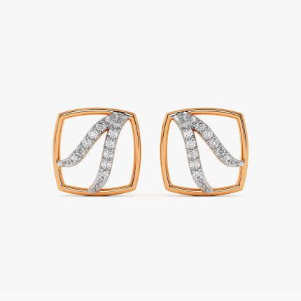 Square Rose Gold Diamond Studs