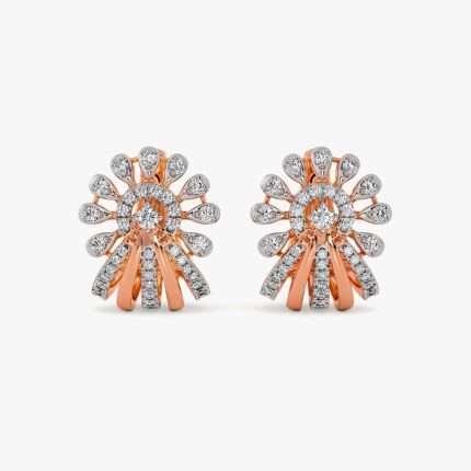 Floral Diamond and 14KT Rose Gold Earrings