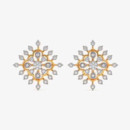 Circular Diamond Earrings in Yellow Gold