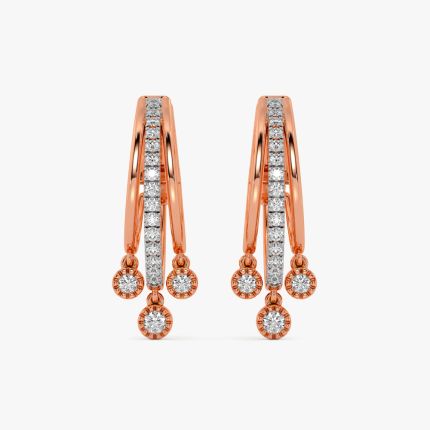 14KT Rose Gold Earrings Studded With Diamonds