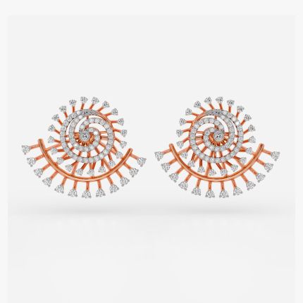 Spiral Design Diamond Earrings in 18KT Yellow Gold
