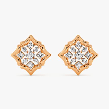 Diamond Design Earrings in 14KT Rose Gold