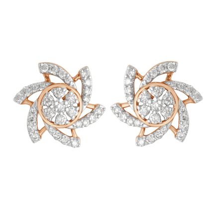 Glittering Starburst Design Diamond Earrings
