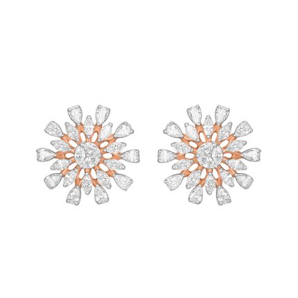 Floral Earrings Studded With Diamonds
