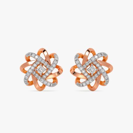 Spiralling Star Design Diamond Earrings