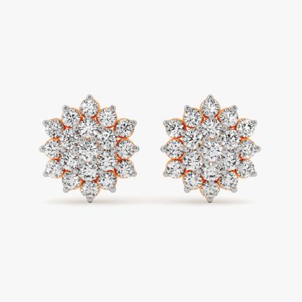Cluster Design Diamond Studs in Rose Gold