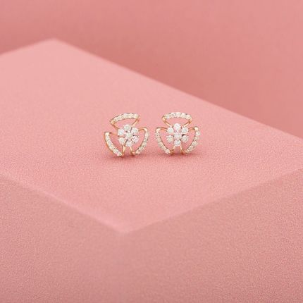 Glittering Grace Diamond Rose Gold Earrings