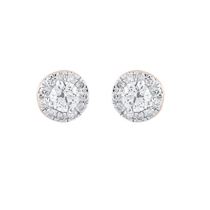 Round Rose Gold and Diamond Studs
