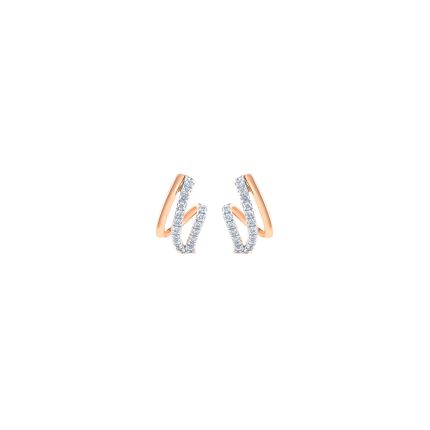 Gleaming Swirl Design Diamond Hoop Earrings