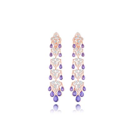 Chandelier Diamond and Tanzanite Earrings