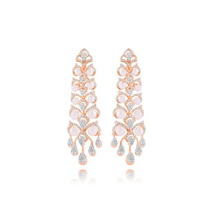 Chandelier Diamond and Pearl Earrings