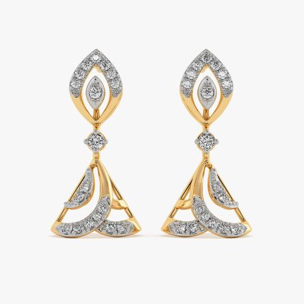 Traditional Leaf Yellow Gold Diamond Jhumka Earrings