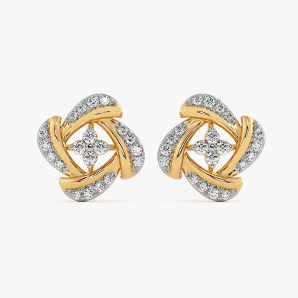 Everyday Style Yellow Gold Diamond Stud Earrings