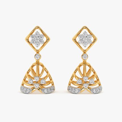 Beautiful Nakshatra Yellow Gold Diamond Jhumka Earrings