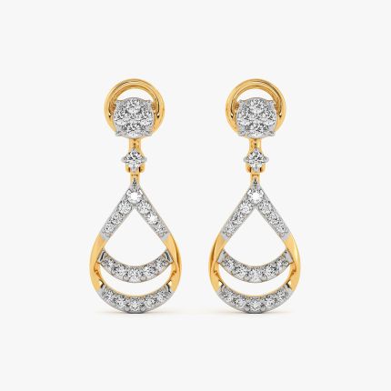 Fluid Style Yellow Gold Diamond Drop Earrings