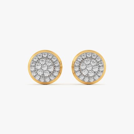 Brilliant Circle Yellow Gold Diamond Stud Earrings