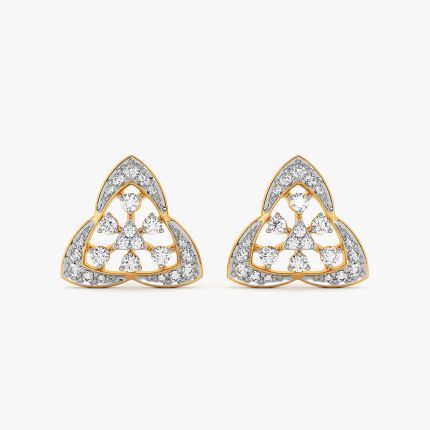 Everyday Floral Yellow Gold Diamond Stud Earrings