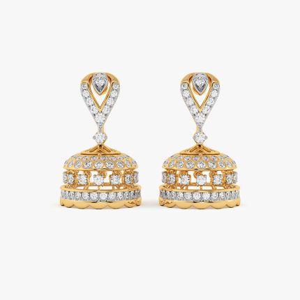 Festive Leaf Yellow Gold Diamond Jhumka Earrings