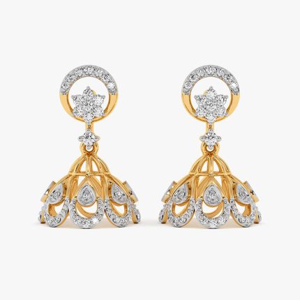 Nakshatra Yellow Gold Diamond Jhumka Earrings