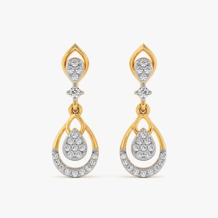 Drop Style Yellow Gold Diamond Dangler Earrings