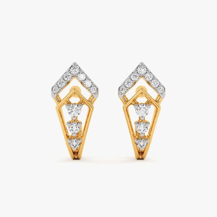 Geometric Yellow Gold Diamond Hoop Earrings