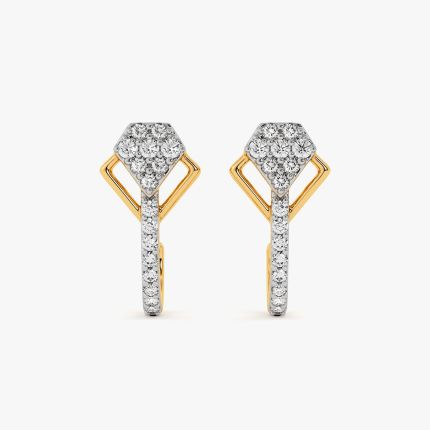 Modern Edge Yellow Gold Diamond Hoop Earrings