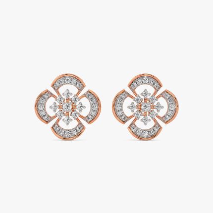 Intricate Grace 14Kt Rose Gold Diamond Stud Earrings