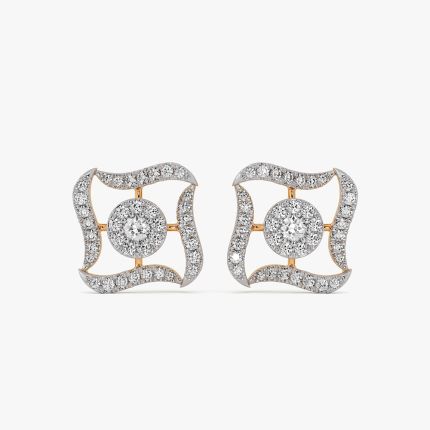 Stylish Charm 14Kt Yellow Gold Diamond Stud Earrings