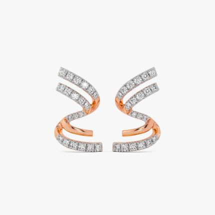 Swirl Delight 14Kt Rose Gold Diamond Stud Earrings