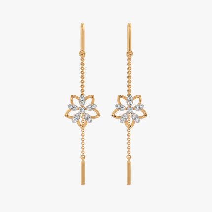 Bloom 14Kt Yellow Gold Diamond Sui Dhaga Earrings