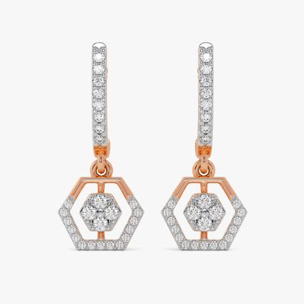 Lustre Geometric Rose Hoop & Huggies Earring